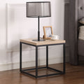 End Table Side Table Square Wood And Metal Nightstand Storage Small End Table For Living Room Bedroom Natural Oak