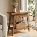 End Table For Living Room 2 Tier Solid Wood Side Table With Storage