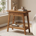 End Table For Living Room 2 Tier Solid Wood Side Table With Storage Rectangle Nightstand For Bedroom Living Room