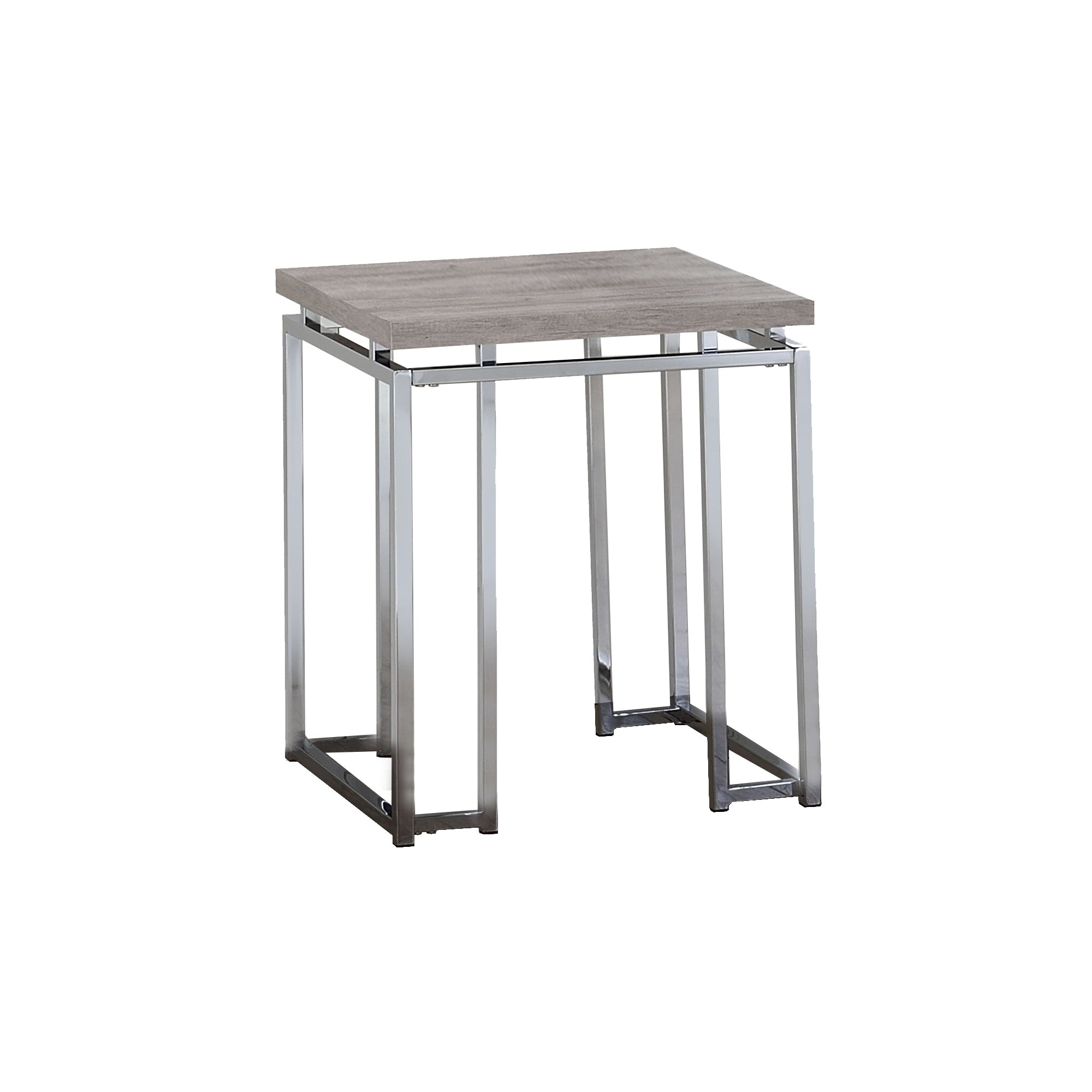 End Table With Rectangular Tabletop And Metal Legs Silver And Brown