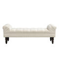 End Of Bed Bench Ottoman With Wood Legs Fabric Bench Indoor Bench Beige Entryway Bench Lounge Bench With Legs