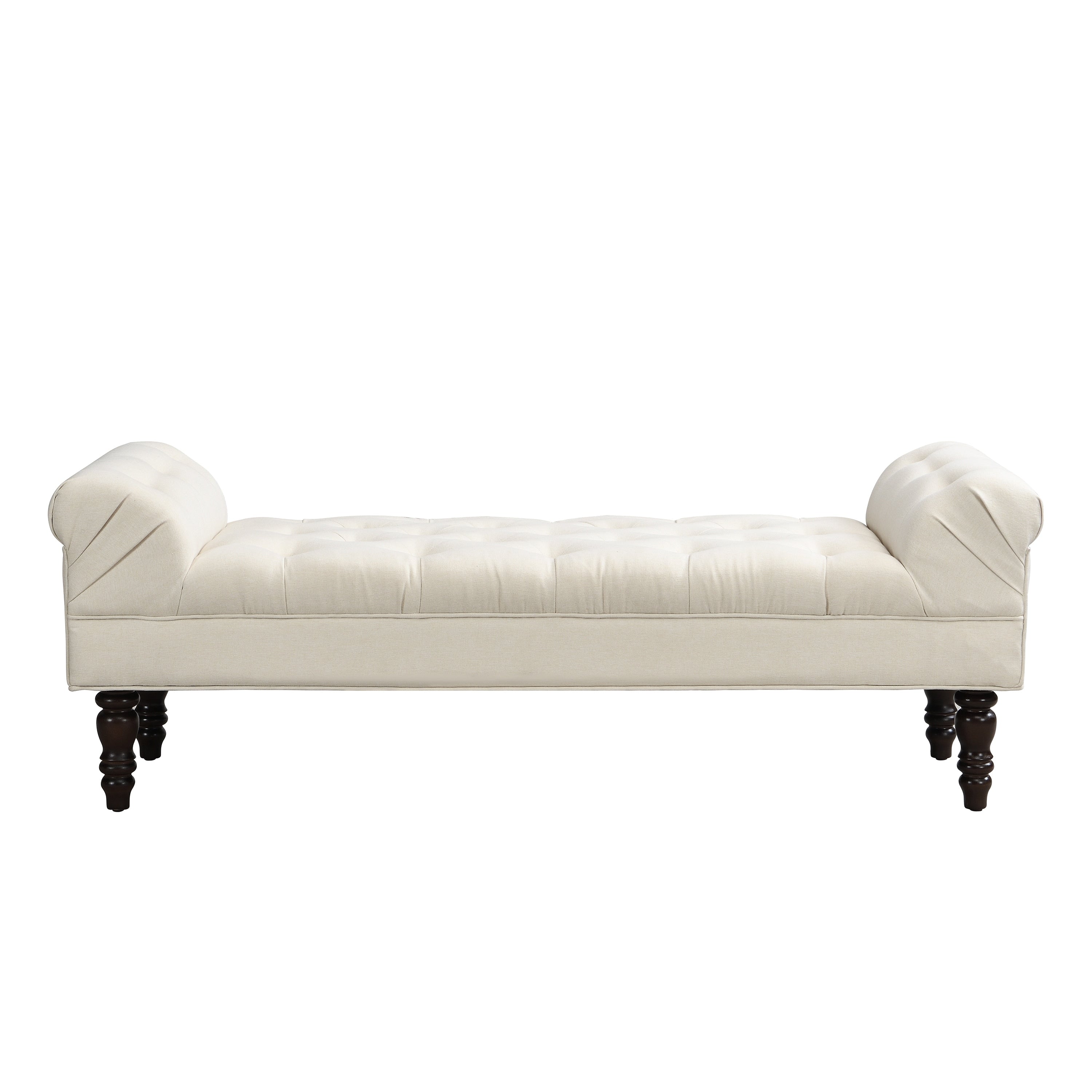 End Of Bed Bench Ottoman With Wood Legs Fabric Bench Indoor Bench Beige Entryway Bench Lounge Bench With Legs