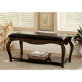 Furniture Of America Endera Padded Leatherette Tobacco Oak Accent Bench