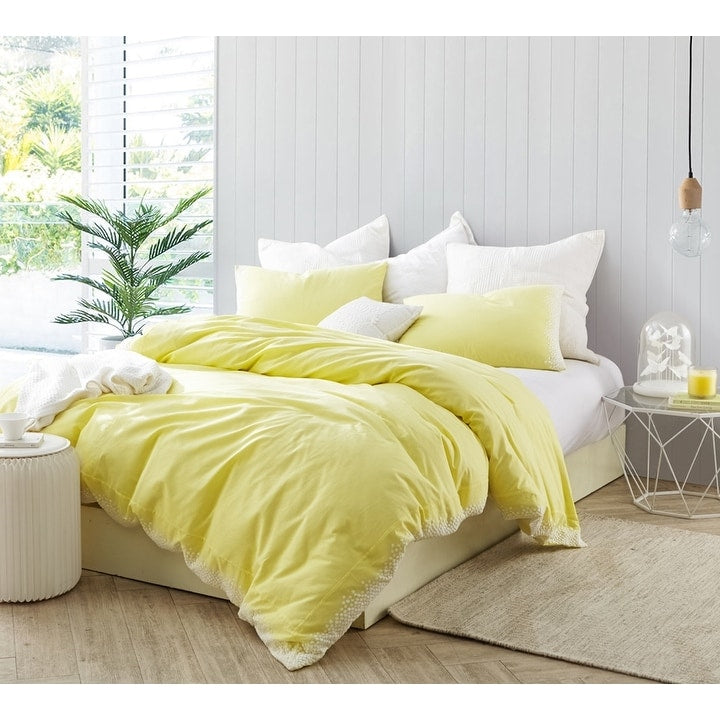 Endless Fields Embroidered Duvet Cover Limelight Yellow