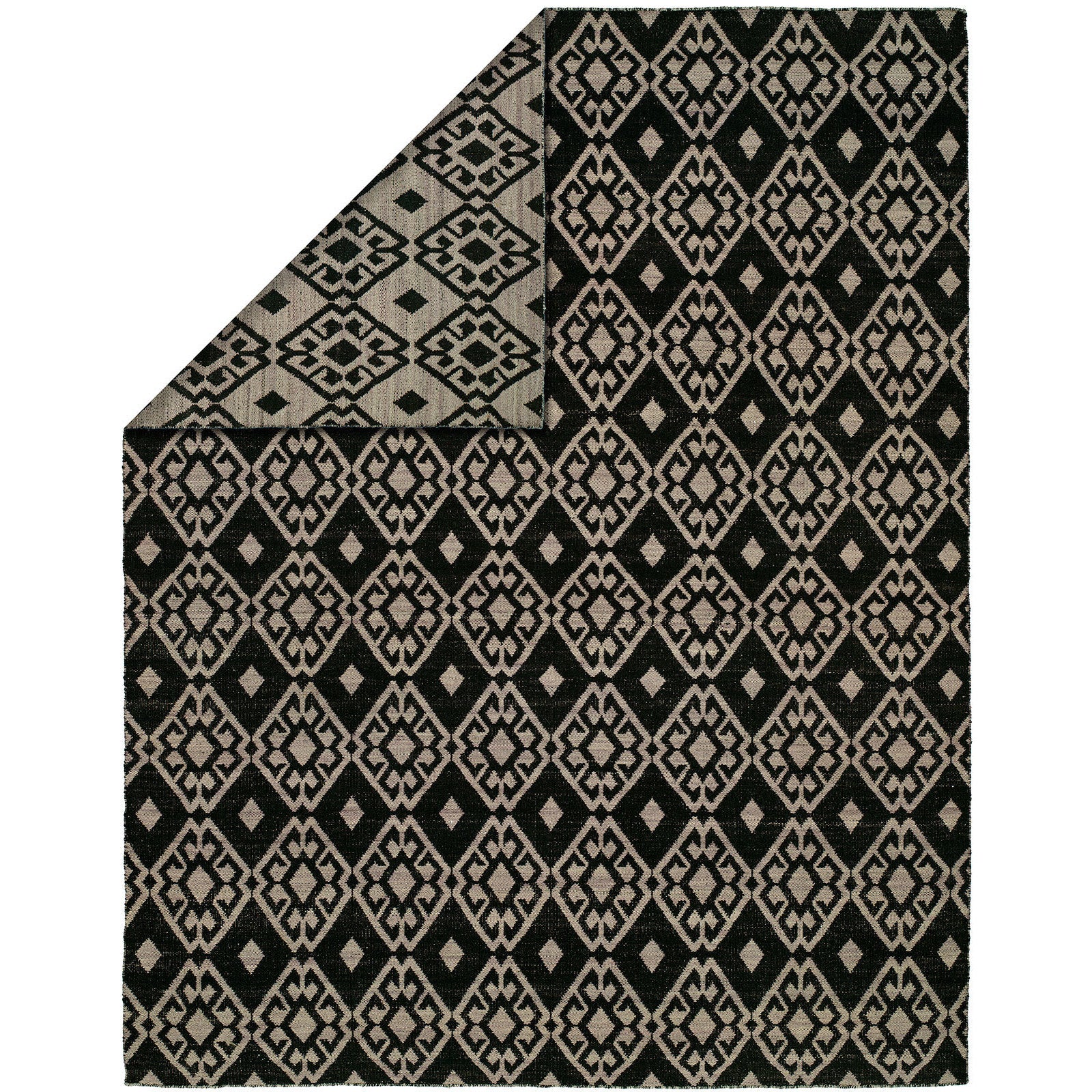 Endura Black And Lilac Wool Handmade Reversible Area Rug 5 X 8