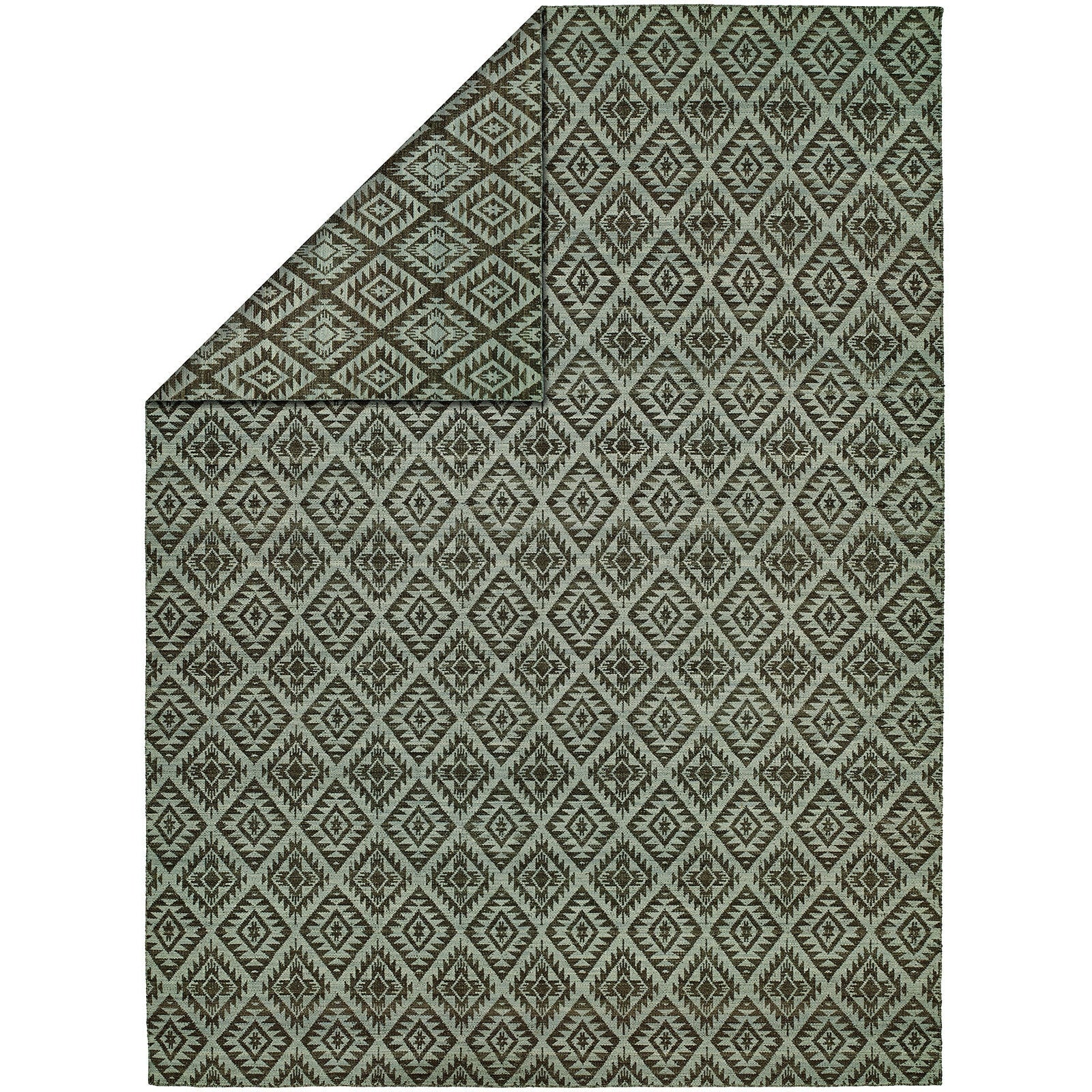 Endura Light Blue Brown Wool Handmade Reversible Area Rug