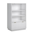 Engineered Wood Coastal Bookcase With Lower Drawer White 30.04 W X 18.5 D X 48.35 H