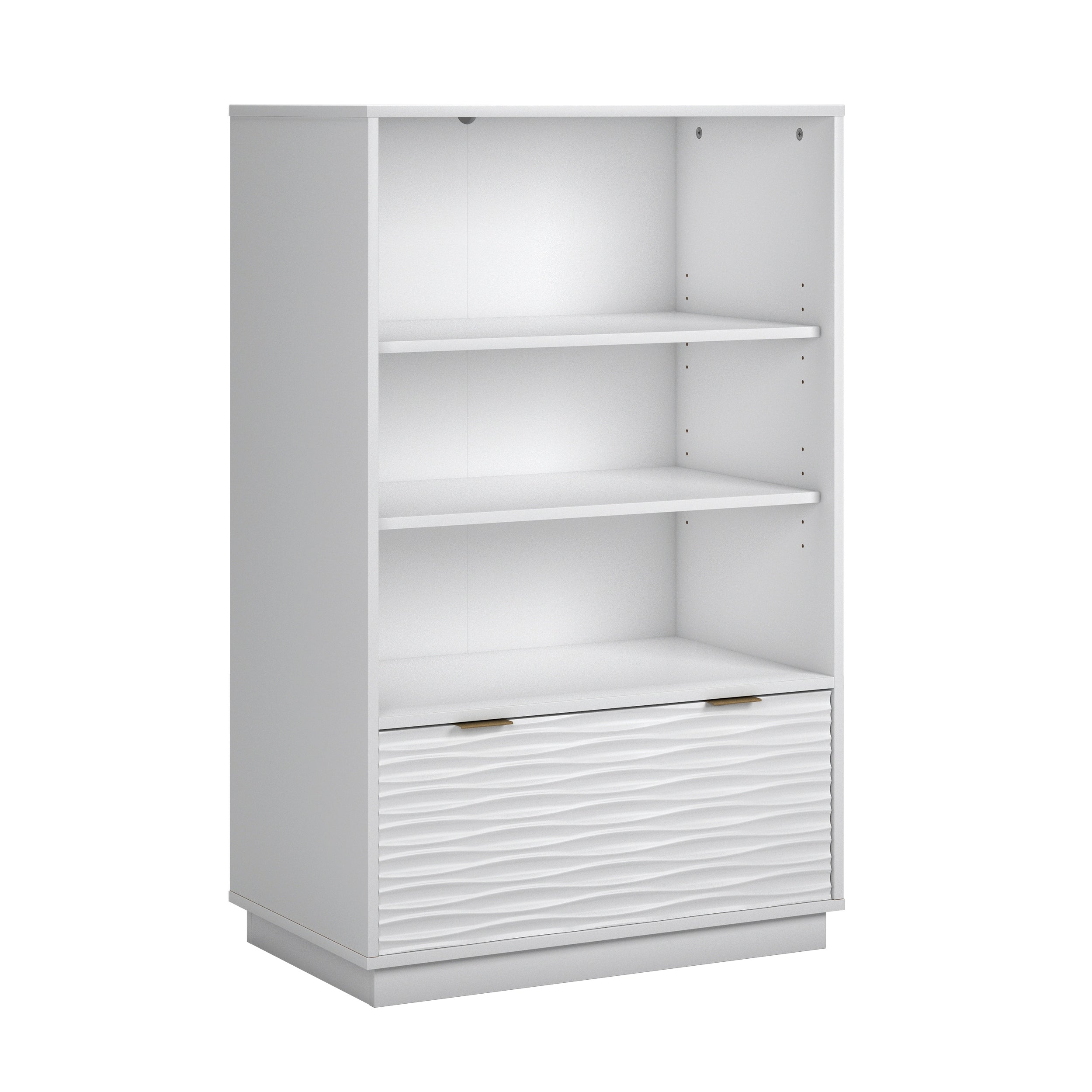 Engineered Wood Coastal Bookcase With Lower Drawer White 30.04 W X 18.5 D X 48.35 H
