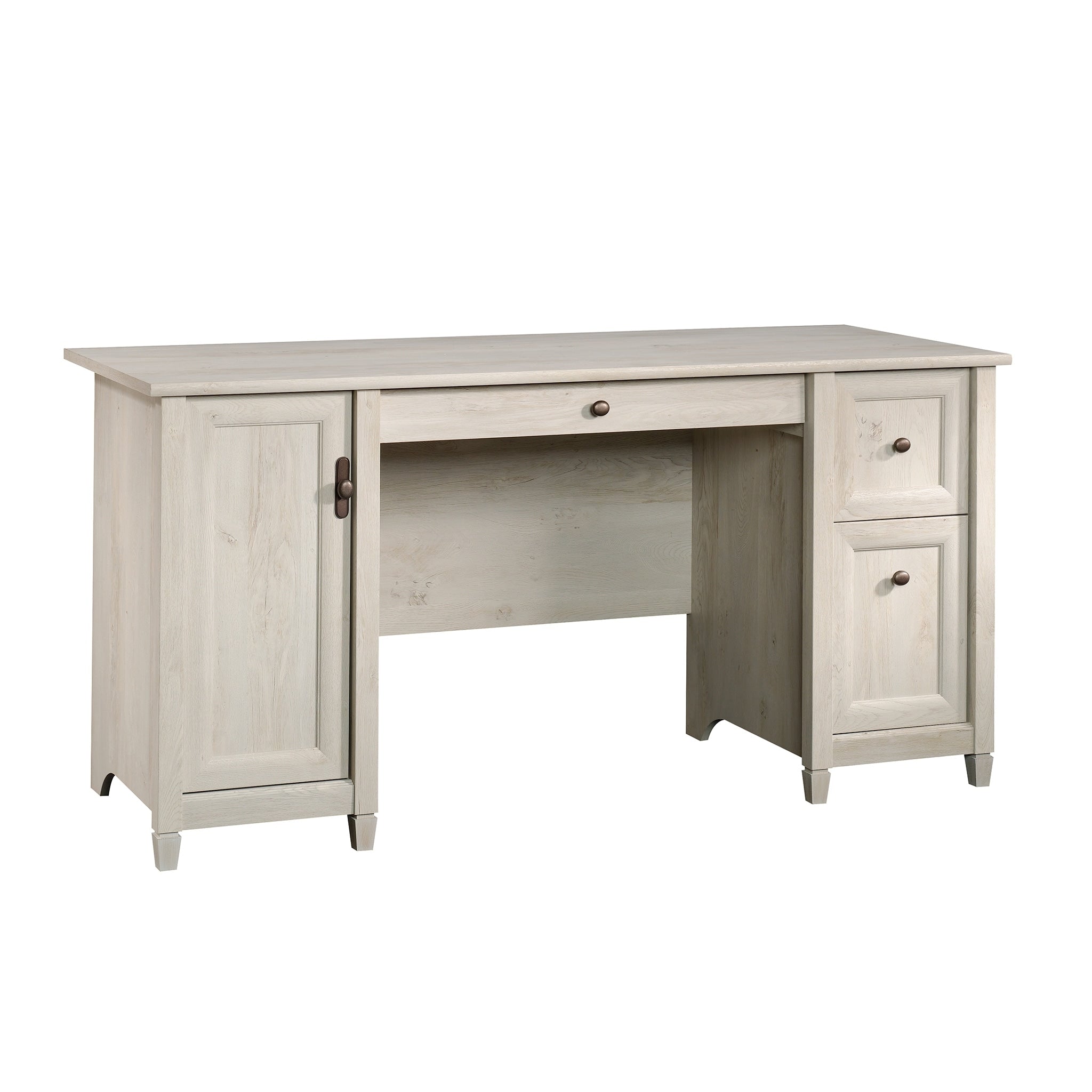 Engineered Wood Coastal Computer Desk With Slide Out Keyboard Tray Gray