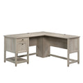 Engineered Wood Coastal L Shaped Desk With File Drawers Gray
