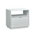 Engineered Wood Coastal Night Stand Spacious Drawer And Open Shelf White
