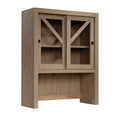 Engineered Wood Farmhouse Library Hutch With Glass Doors Brown 32.99 W X 12.76 D X 42.24 H