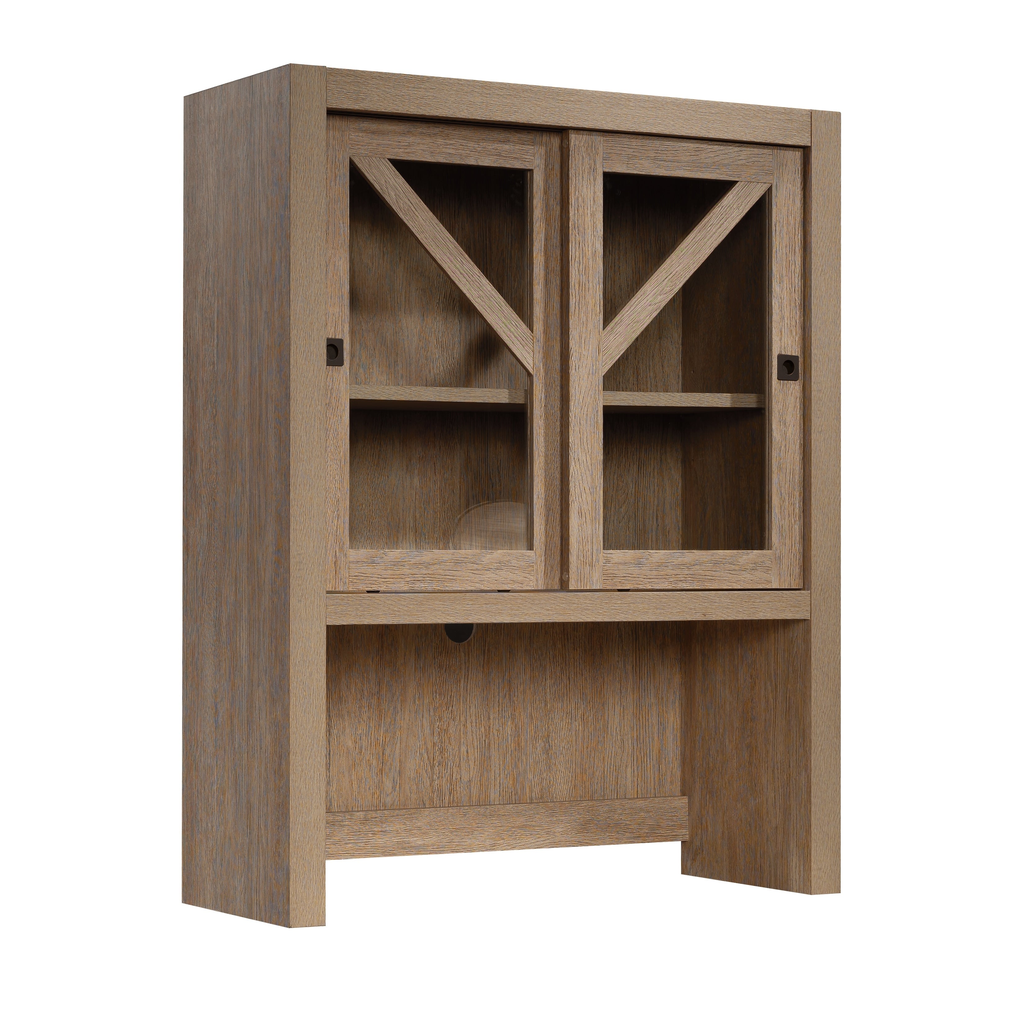 Engineered Wood Farmhouse Library Hutch With Glass Doors Brown 32.99 W X 12.76 D X 42.24 H