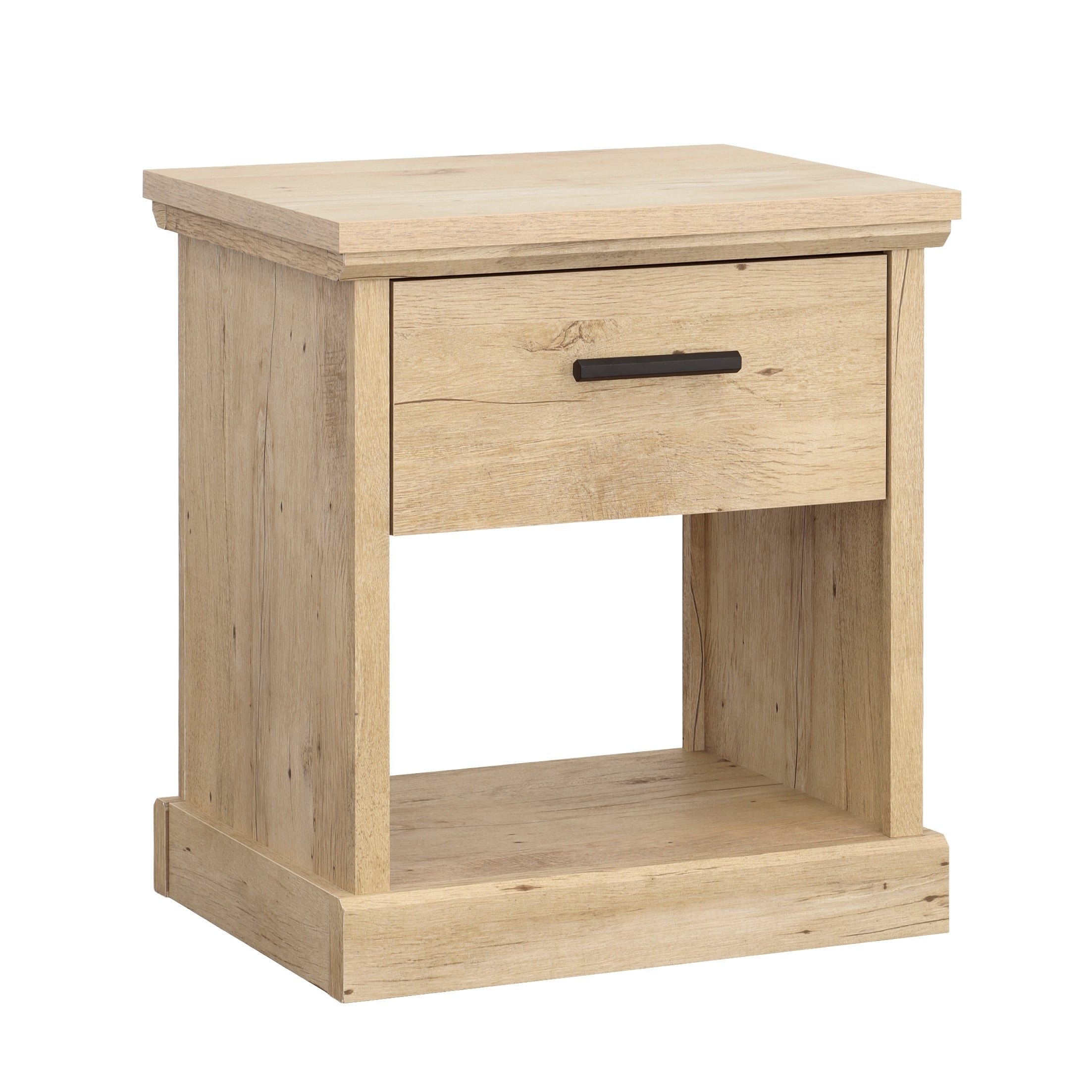 Engineered Wood Farmhouse Night Stand With Open Shelf And Smooth Drawer Brown