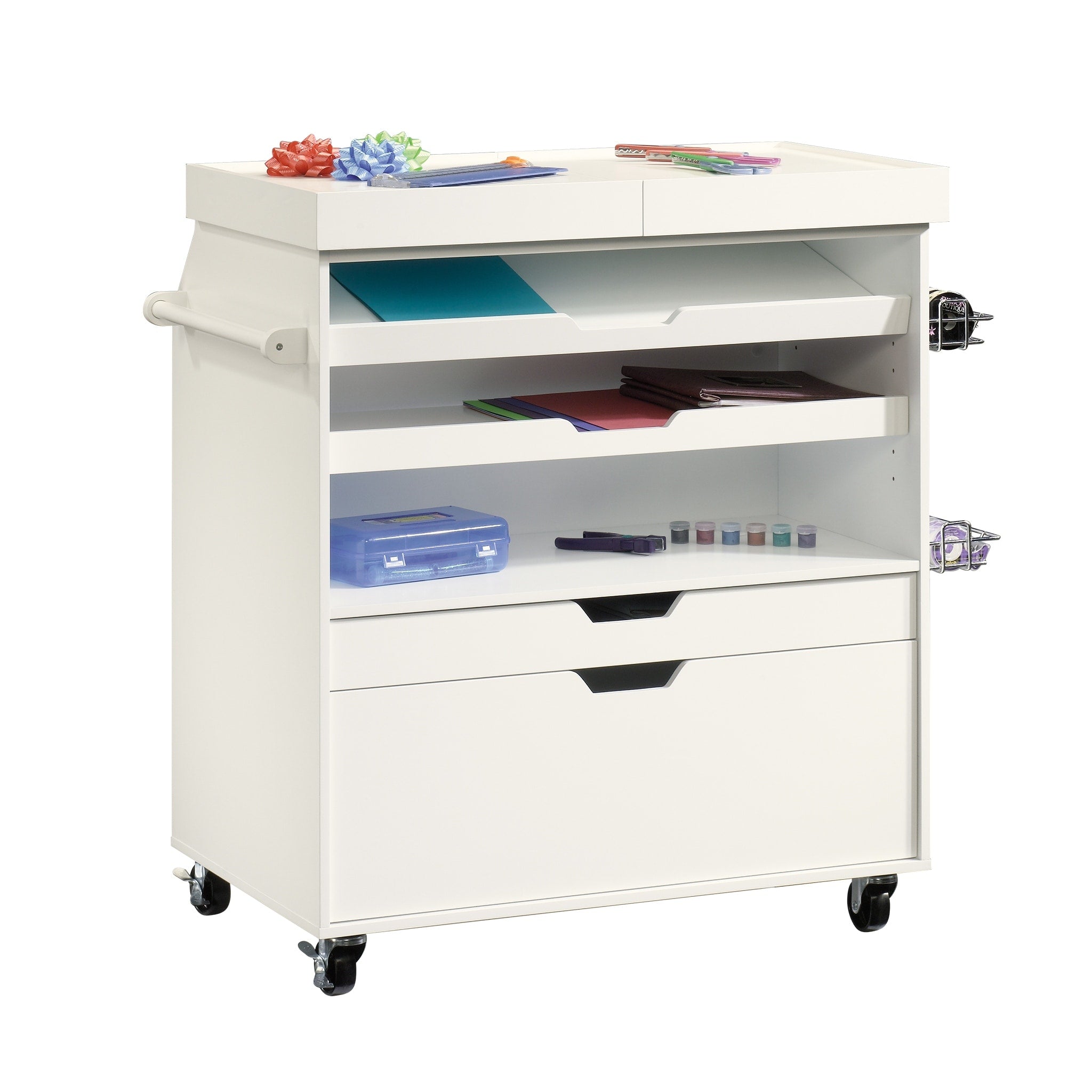 Engineered Wood Traditional Craft Cart White 37.24 W 19.45 D 35.98 H