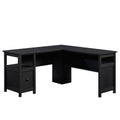 Engineered Wood Traditional L Shaped Desk With File Drawer Black