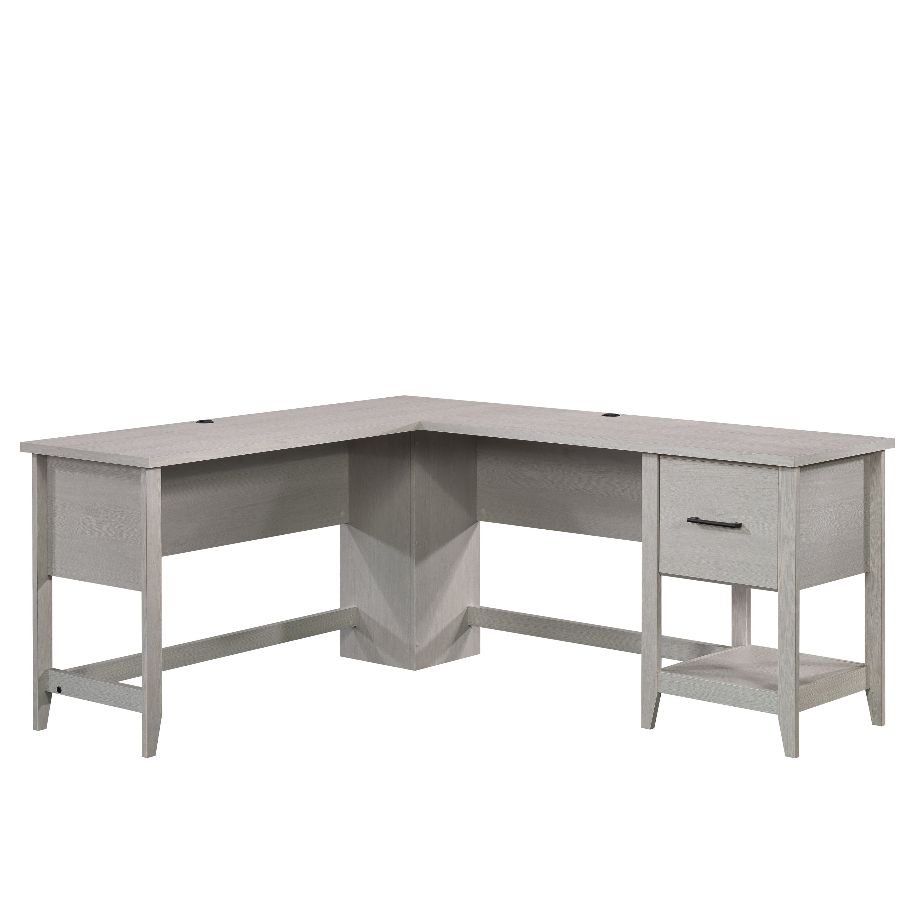Engineered Wood Transitional L Shaped Desk With File Drawer White