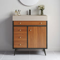 Engineered Wood Water Resistant Freestanding Bathroom Vanity With Sintered Stone Top And Ceramic Sink