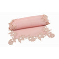 English Rose Lace Trim Table Runner 16 By 72 Inch Rose Quartz
