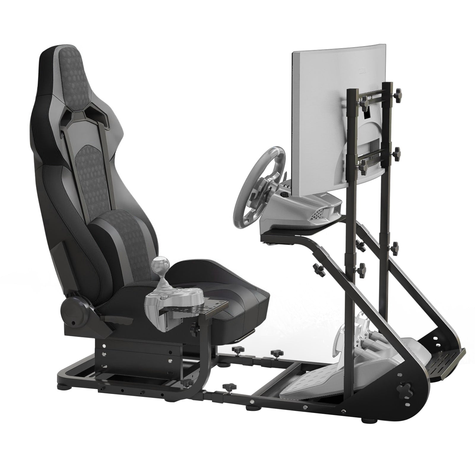 Enhanced And Stable Racing Wheel Cockpit Compatible With Fanatec Logitech Adjustable Driving Simulators Excluding Handbrake