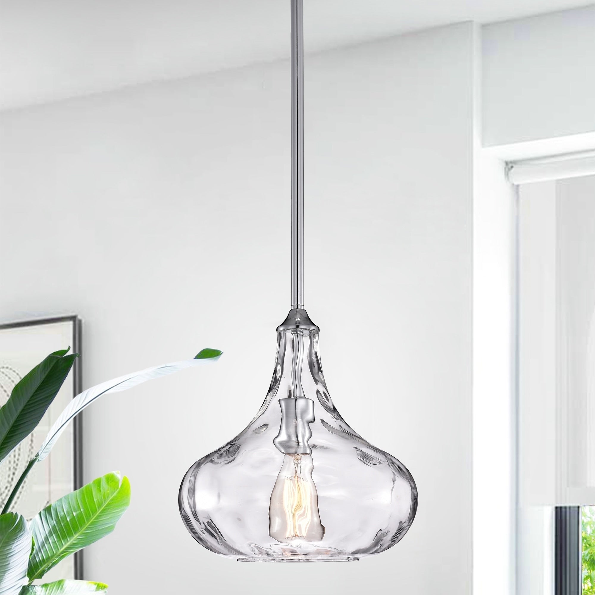 Enielle Single Light Chrome Pendant With Glass Shade