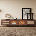 Entertainment Center With App Controlled Led Lights 2 Drawers Glass Door Storage