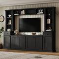 Entertainment Wall Unit Set With Bridge For Tvs Up To 75 Ample Storage Space Tv Stand With Adjustable Shelves Media Console
