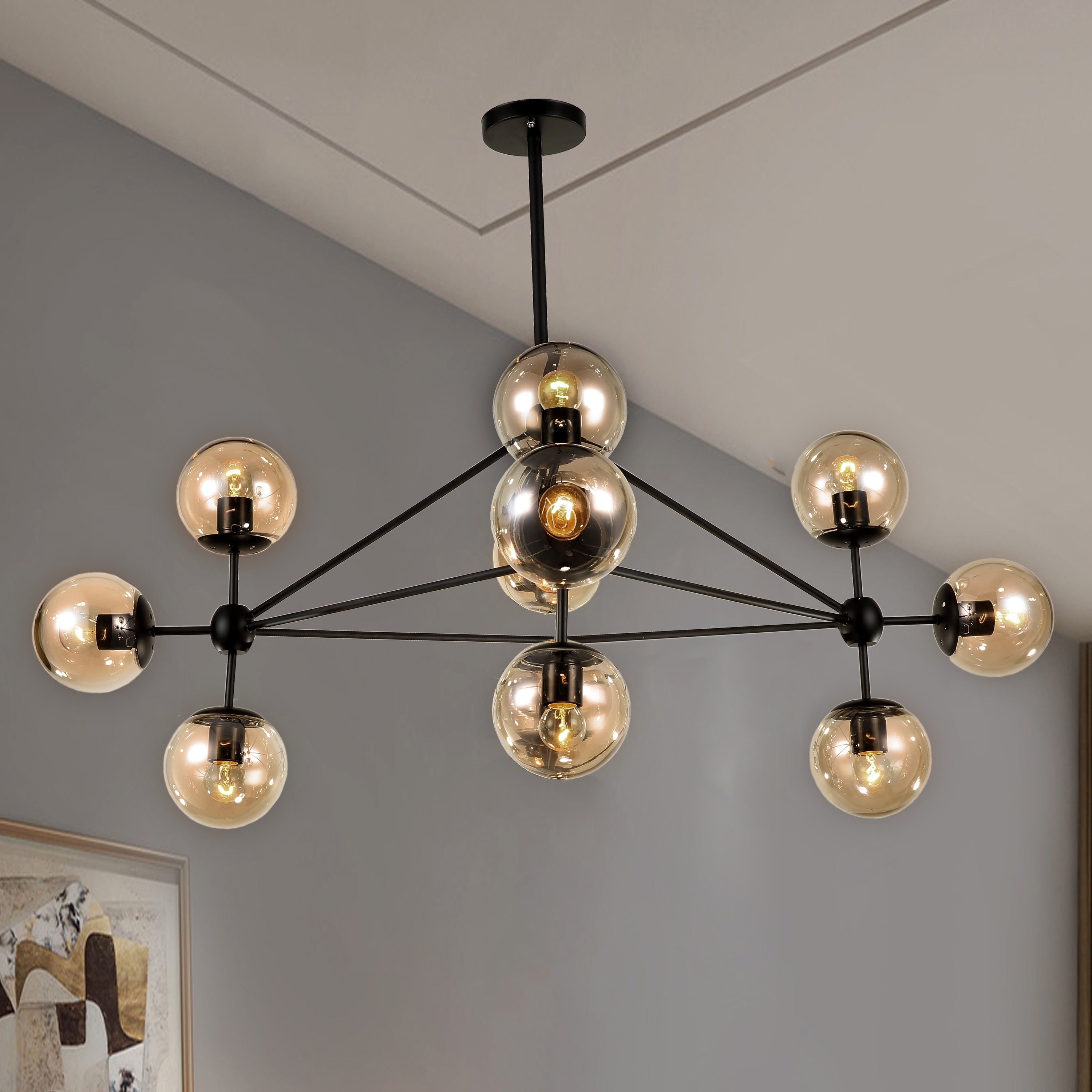 Enthen 10 Light Orb Black Chandelier