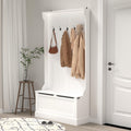 Entryway Bench With Standing Coat Rack Hall Tree With Shoe Storage Bench Entryway Organizer With 5 Hooks White