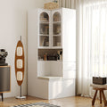 Entryway Cabinet Tempered Glass Doorsstorage Bench With Cushion Modern Mudroom Hall Tree Organizer With Hidden Storage