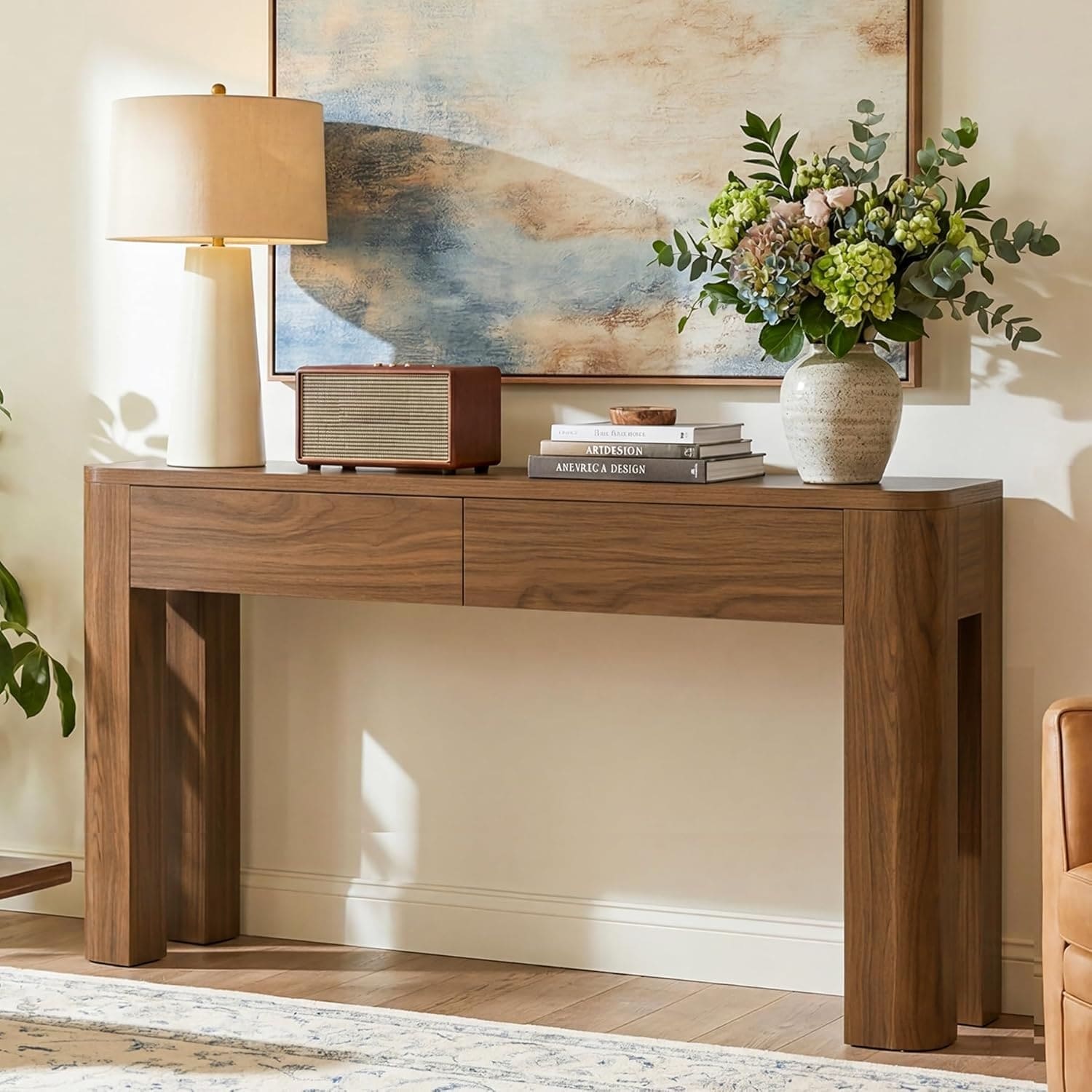 Entryway Console Table With 2 Drawers 63 Inch Farmhouse Narrow Sofa Table Behind Couch 62.99 L X 11.81 W X 31.5 H