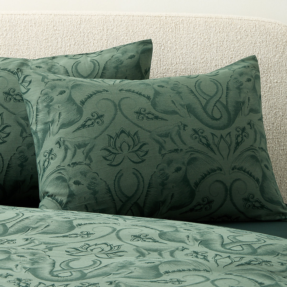 Entwined Elephants Green Full/Queen Duvet Cover - The White Lotus