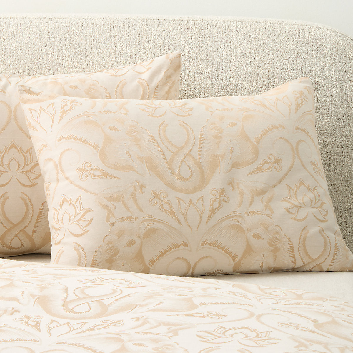 Entwined Elephants Natural King Duvet Cover - The White Lotus