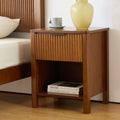Environmental Friendly Nightstand With Rubber Wood Frame Side Table