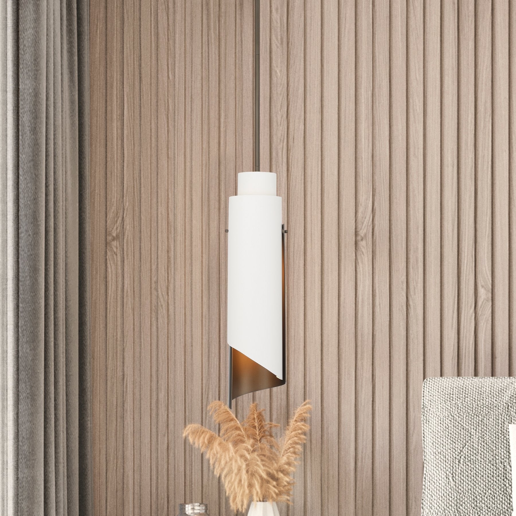 Enzio 6 Inch 1 Light Forged Bronze Pendant Light With Forged Bronze And Matte White Metal Shade