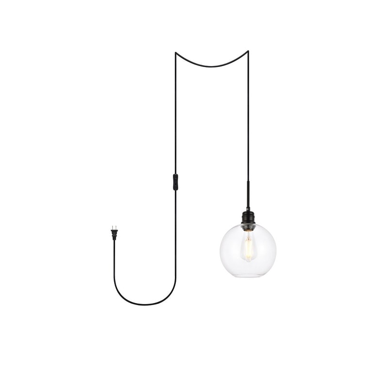 Enzo 1 Light Plug In Pendant With Clear Shade Black 8 Diameter