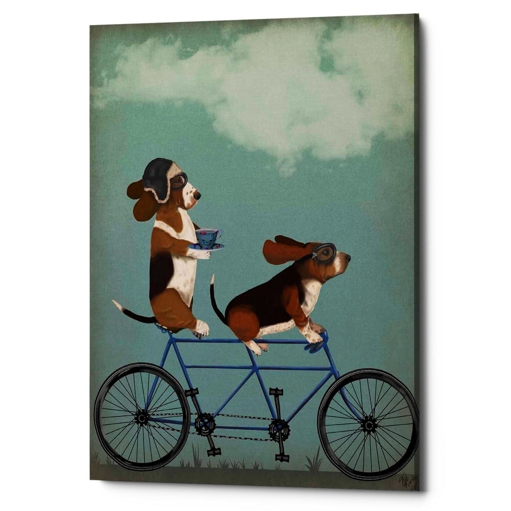 Epic Graffiti Basset Hound Tandem By Fab Funky Giclee Canvas Wall Art 12 X16