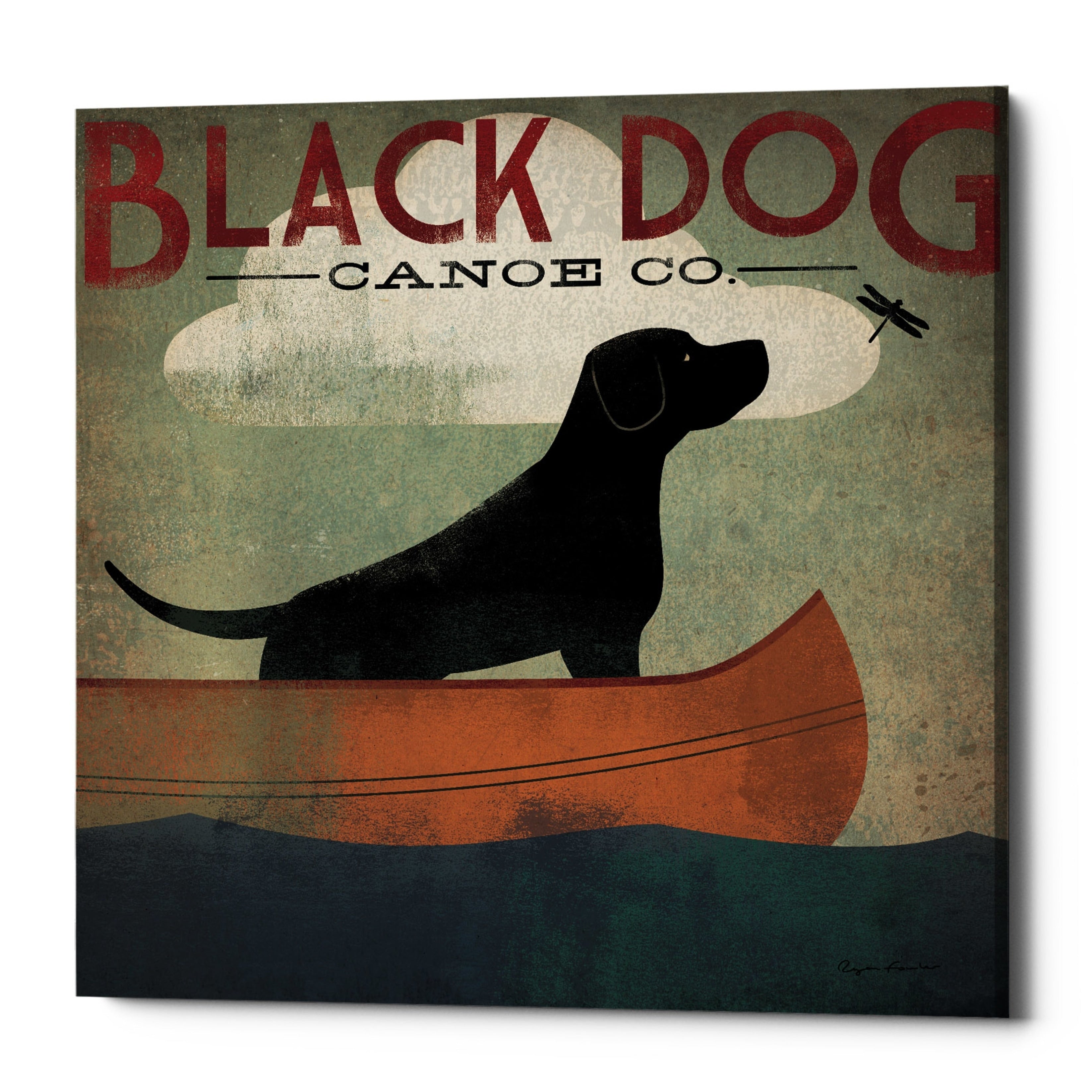 Epic Graffiti Black Dog Canoe By Ryan Fowler Giclee Canvas Wall Art 12 X12