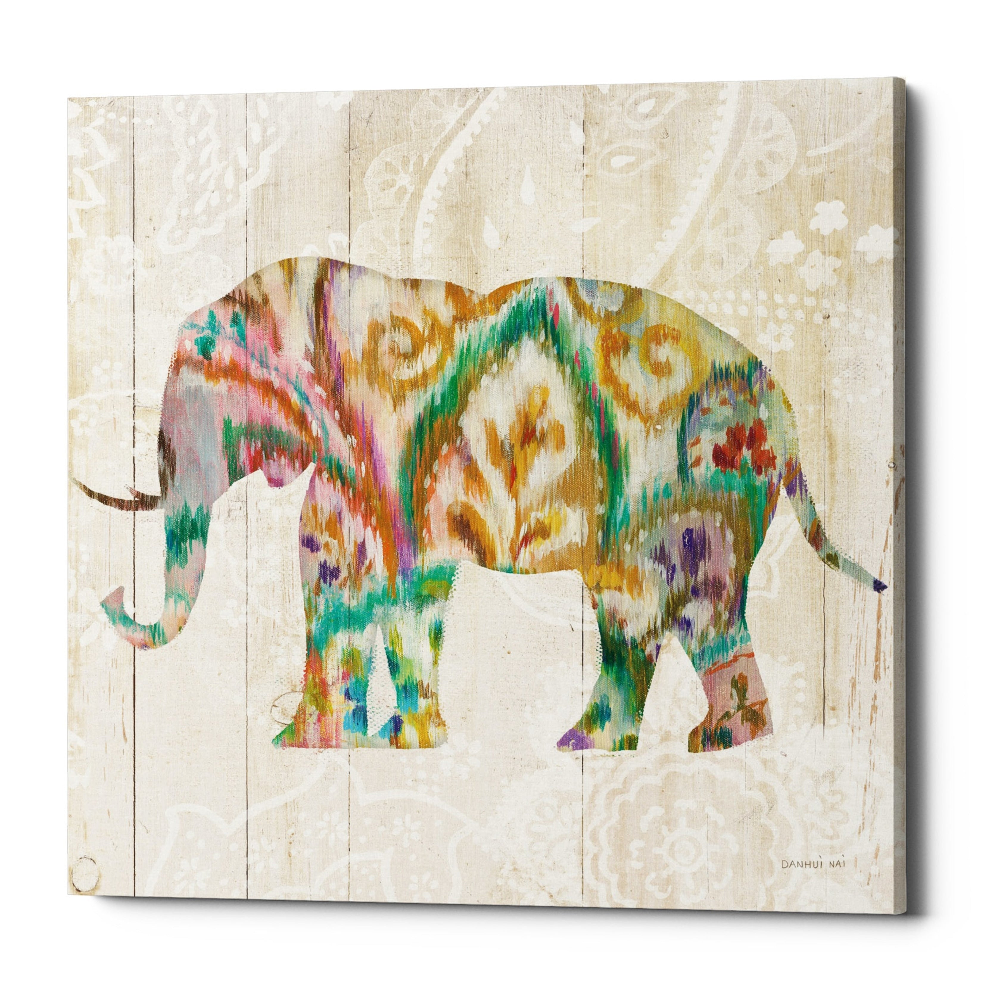 Epic Graffiti Boho Paisley Elephant Ii V2 By Danhui Nai Giclee Canvas Wall Art 12 X12 12 X 12