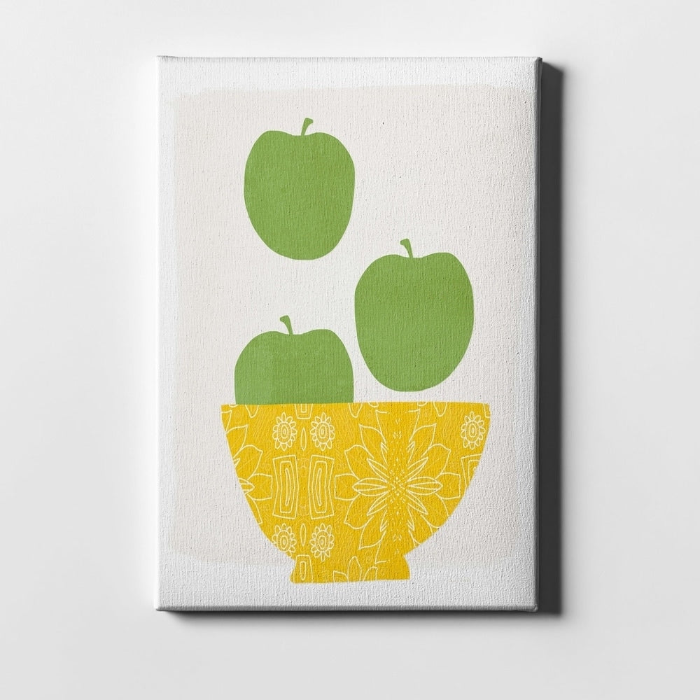 Epic Graffiti Bowl Of Green Apples By Linda Woods Giclee Canvas Wall Art