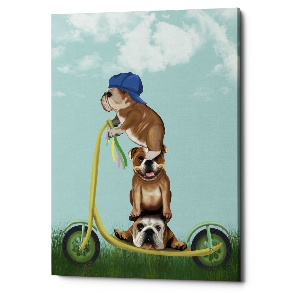 Epic Graffiti English Bulldog Scooter By Fab Funky Giclee Canvas Wall Art 12 X16