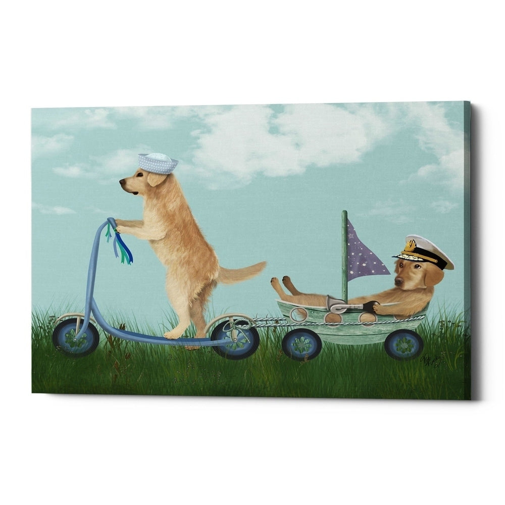 Epic Graffiti Golden Retriever Scooter By Fab Funky Giclee Canvas Wall Art 12 X16