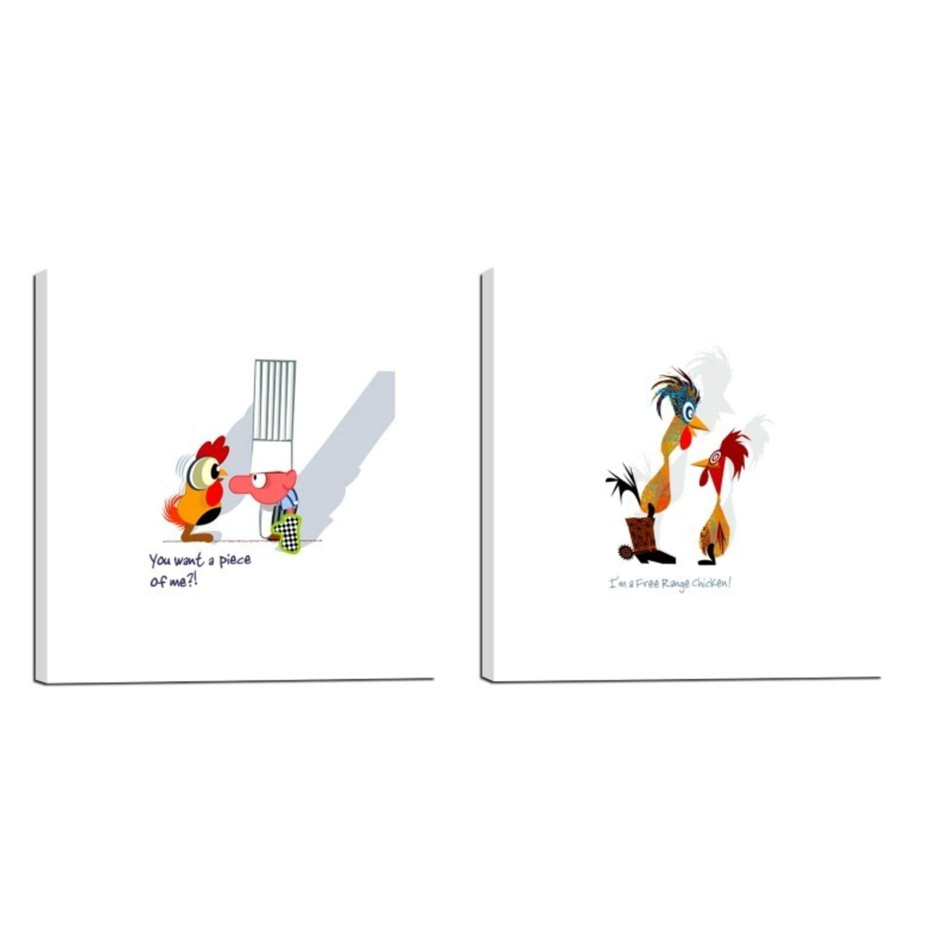 Epic Graffiti Chuck Wimmer Kitchen Chicken Series Giclee Canvas 12 Inch X 12 Inch Diptych Wall Art