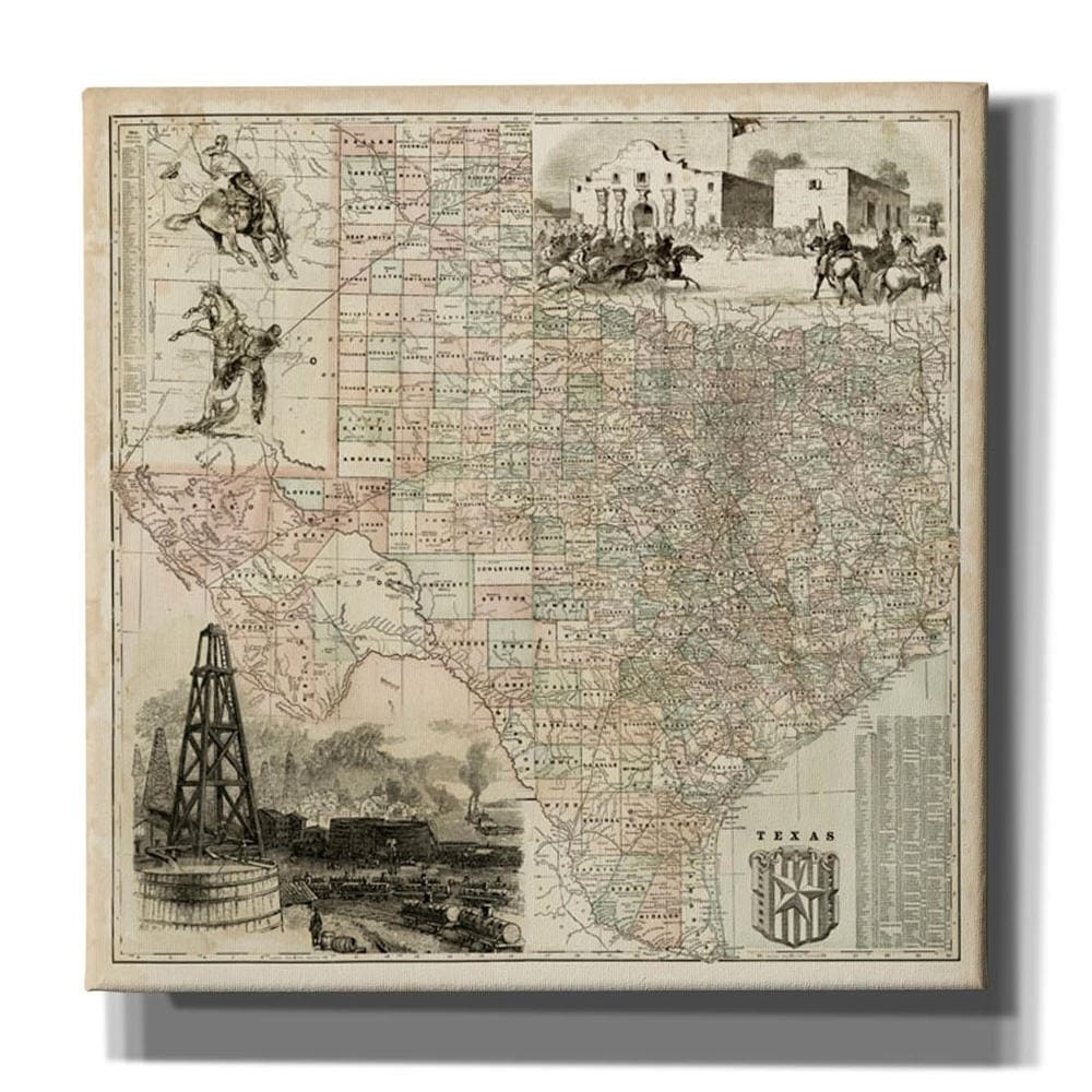 Epic Graffiti Map Of Texas By Vision Studio Giclee Canvas Wall Art 12 X12