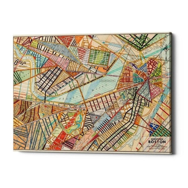 Epic Graffiti Modern Map Of Boston By Nikki Galapon Giclee Canvas Wall Art 16 X12