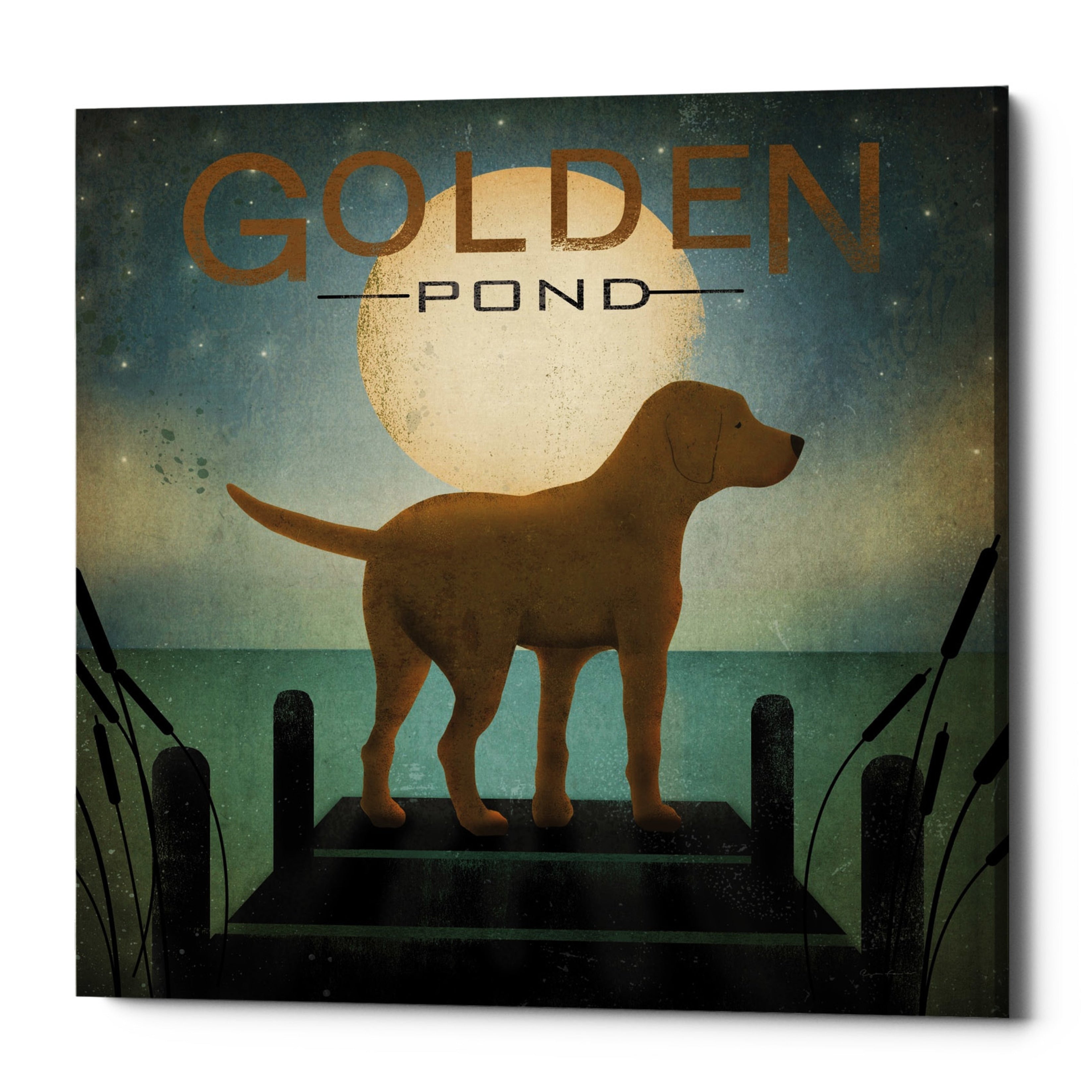 Epic Graffiti Moonrise Yellow Dog Golden Pond By Ryan Fowler Giclee Canvas Wall Art 12 X12