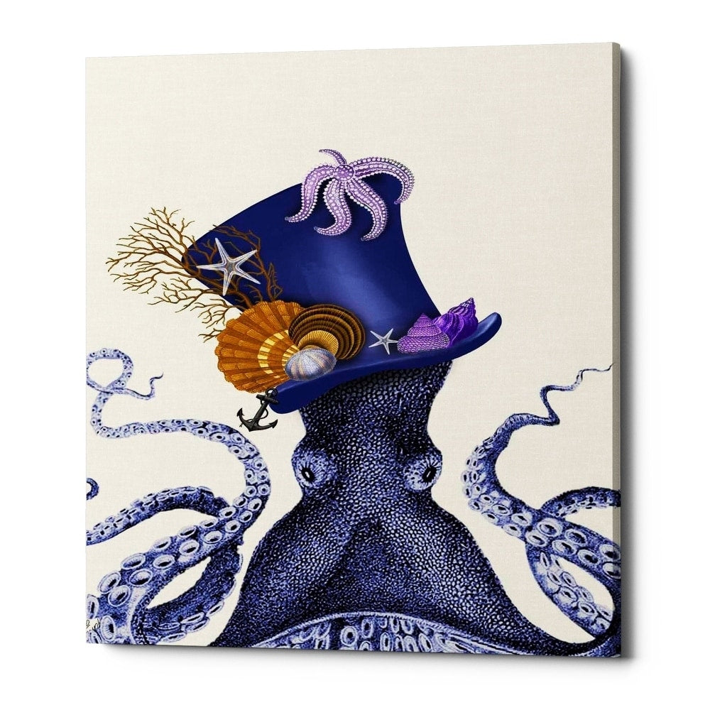 Epic Graffiti Octopus Nautical Hat By Fab Funky Giclee Canvas Wall Art 12 X16