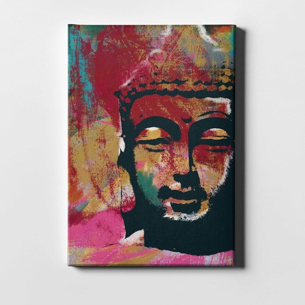Epic Graffiti Painted Buddha Iv By Linda Woods Giclee Canvas Wall Art