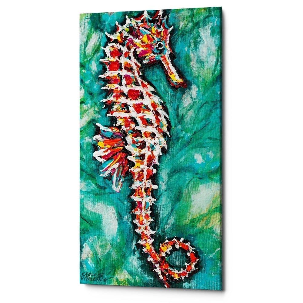 Epic Graffiti Radiant Seahorse I By Carolee Vitaletti Giclee Canvas Wall Art 12 X24