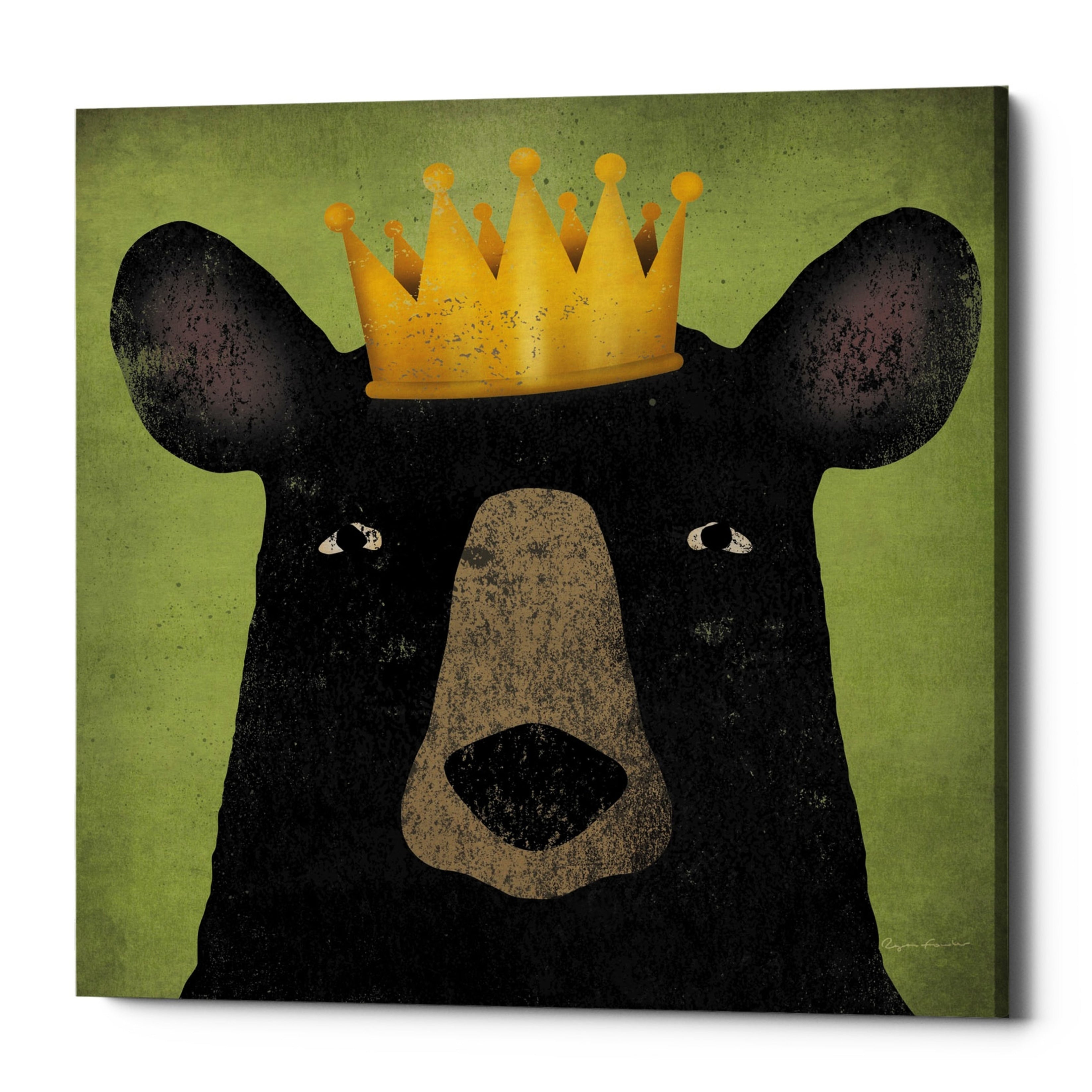 Epic Graffiti The Black Bear With Crown By Ryan Fowler Giclee Canvas Wall Art 12 X12